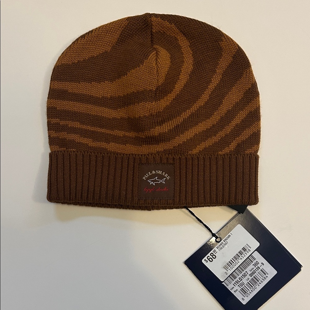 Paul & Shark Brown Patterned Beanie